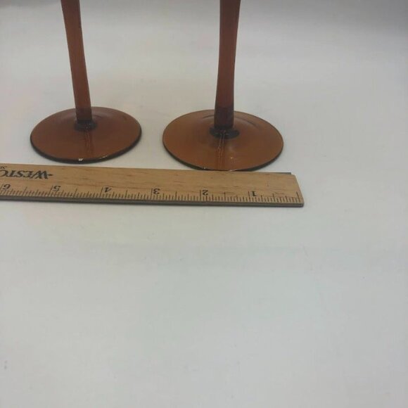 Set of 2 Amber Glass Wine Glasses With Stem Stemware Barware Drinkware - Picture 11 of 13